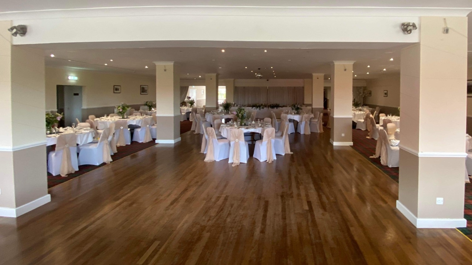 Ballroom at the Albaus Hotel and Restaurant Ballroom decorated for a function